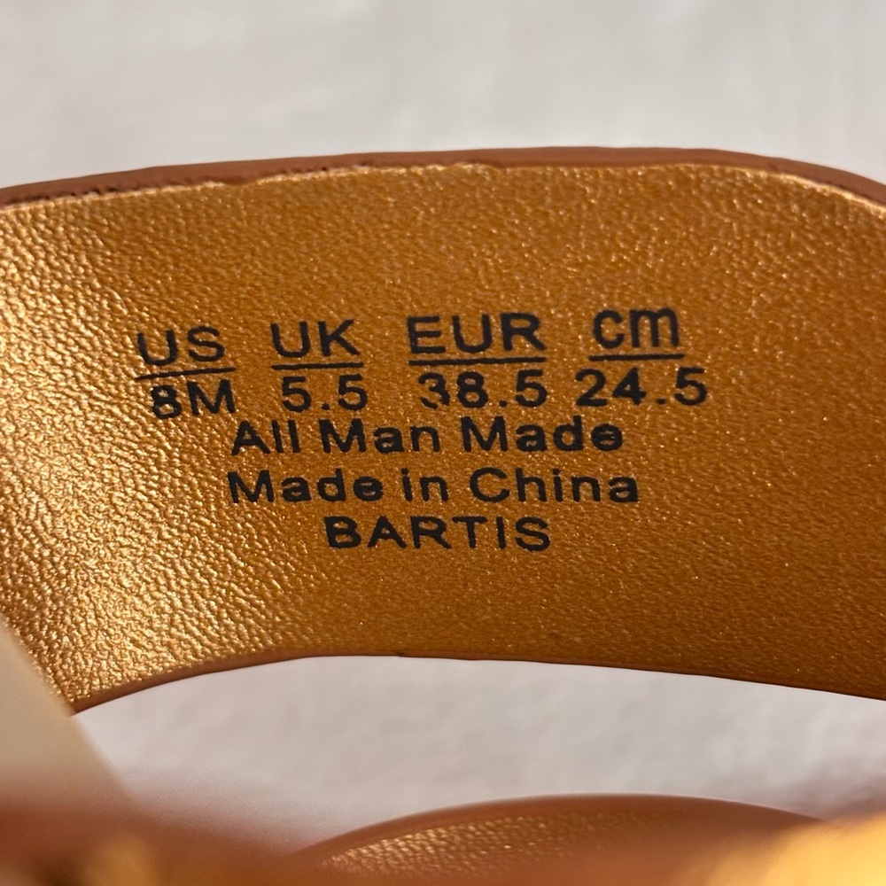 FRANCO SARTO Bartis Square Toe Gold Vegan Leather Fisherman Mule--NEW--8 - Picture 11 of 15